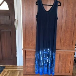 Style & Co blue tie-dyed V neck sleeveless dress